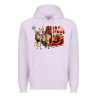 Lilac Merry Christmas Deer Premium Hoodie - LillyAllenDesigns