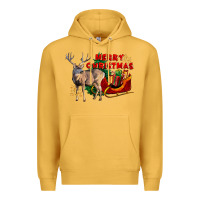 Mustard Merry Christmas Deer Premium Hoodie - LillyAllenDesigns