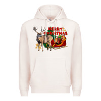 Pale Pink Merry Christmas Deer Premium Hoodie - LillyAllenDesigns