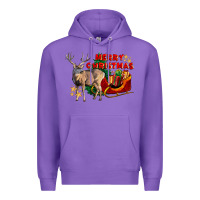 Purple Merry Christmas Deer Premium Hoodie - LillyAllenDesigns