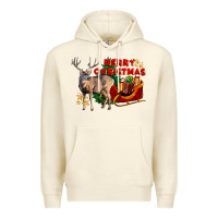 Sandshell Merry Christmas Deer Premium Hoodie - LillyAllenDesigns