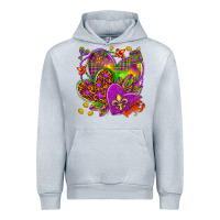 Heather Grey Mardi Gras hearts Urban Hoodie - NancyCooperArtShop