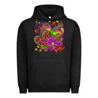 Pigment Black Mardi Gras hearts Urban Hoodie - NancyCooperArtShop