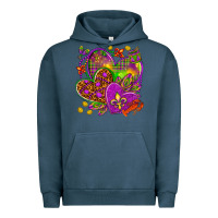 Pigment Midnight Navy Mardi Gras hearts Urban Hoodie - NancyCooperArtShop