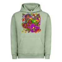Pigment Oil Green Mardi Gras hearts Urban Hoodie - NancyCooperArtShop