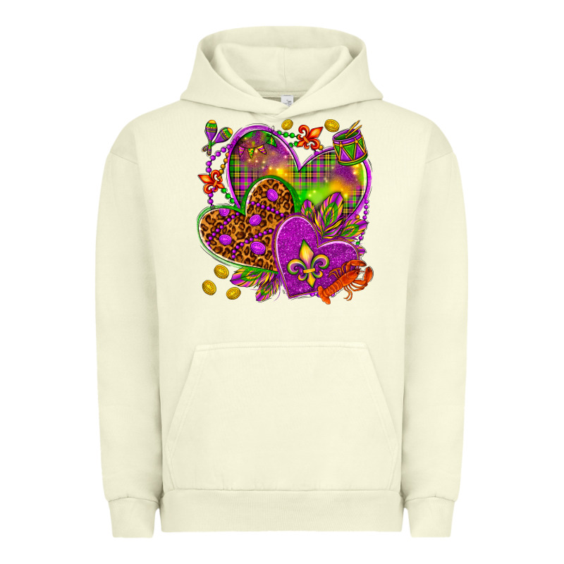 Mardi Gras Hearts Urban Hoodie by NancyCooperArtShop | Teevron