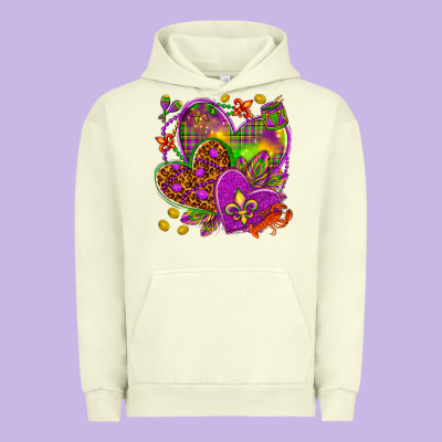 Mardi Gras Hearts Urban Hoodie Designed By Nancycooperartshop