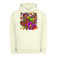 Pigment Pistachio Mardi Gras hearts Urban Hoodie - NancyCooperArtShop