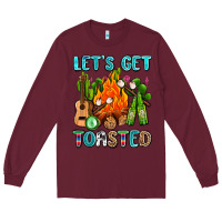 Burgundy let's get toasted with camp fire Long Sleeve Tee - AdoDesignShop