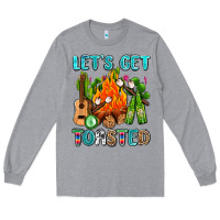 Heather Grey let's get toasted with camp fire Long Sleeve Tee - AdoDesignShop