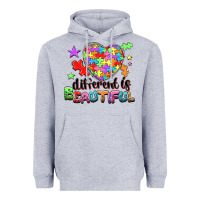 Heather Grey Different is beautiful Heavyweight Hoodie - NancyCooperArtShop
