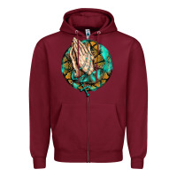 Burgundy western praying hands prayer rosary  faith cross Zipper Hoodie - BarkalooDesign