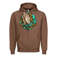 Chestnut western praying hands prayer rosary  faith cross Zipper Hoodie - BarkalooDesign