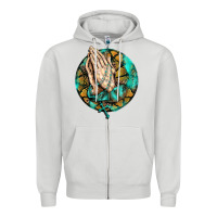 Dove Grey western praying hands prayer rosary  faith cross Zipper Hoodie - BarkalooDesign