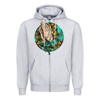 Heather Grey western praying hands prayer rosary  faith cross Zipper Hoodie - BarkalooDesign