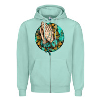 Seafoam western praying hands prayer rosary  faith cross Zipper Hoodie - BarkalooDesign