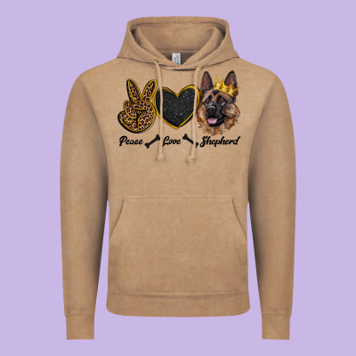Peace Love Shepherd Vintage Hoodie Designed By Ranaportraitstore