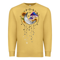 Antique Gold moon and mushrooms with sunflower Premium Sweatshirt - MaliasSmallBusiness