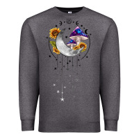 Charcoal Heather moon and mushrooms with sunflower Premium Sweatshirt - MaliasSmallBusiness