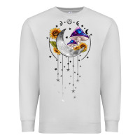 Dove Grey moon and mushrooms with sunflower Premium Sweatshirt - MaliasSmallBusiness