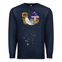Navy moon and mushrooms with sunflower Premium Sweatshirt - MaliasSmallBusiness