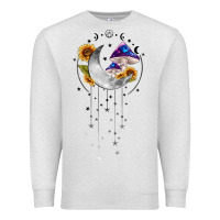 Oatmeal Heather moon and mushrooms with sunflower Premium Sweatshirt - MaliasSmallBusiness