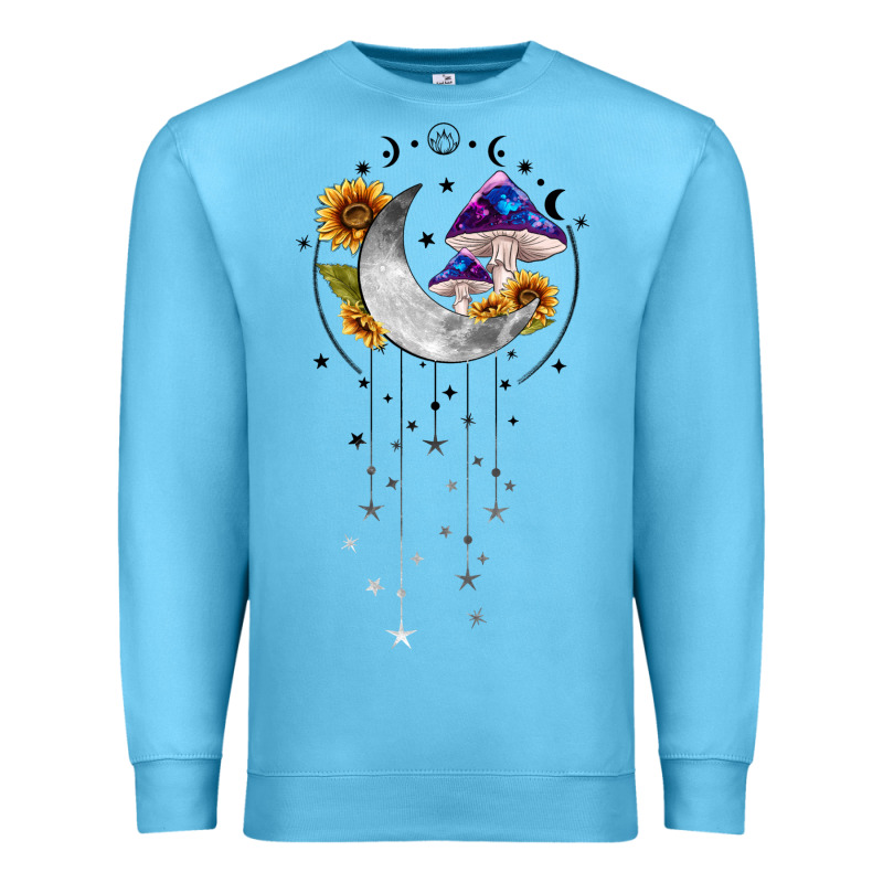 Moon And Mushrooms With Sunflower Premium Sweatshirt by MaliasSmallBusiness | Teevron