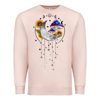 Pale Pink moon and mushrooms with sunflower Premium Sweatshirt - MaliasSmallBusiness