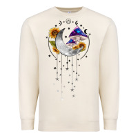 Sandshell moon and mushrooms with sunflower Premium Sweatshirt - MaliasSmallBusiness