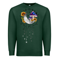 Sports Green moon and mushrooms with sunflower Premium Sweatshirt - MaliasSmallBusiness