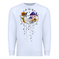 White moon and mushrooms with sunflower Premium Sweatshirt - MaliasSmallBusiness