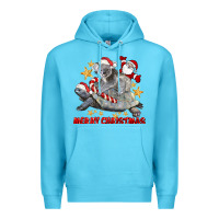 Ocean Blue Merry Christmas Tortoise And Koala Premium Hoodie - LillyAllenDesigns