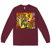 Burgundy black girl power tumbler Long Sleeve Tee - BundleAndBundleShop