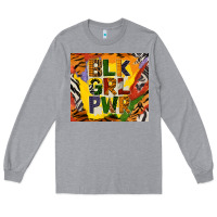 Heather Grey black girl power tumbler Long Sleeve Tee - BundleAndBundleShop