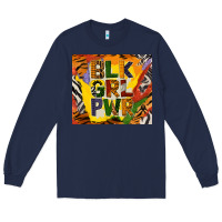Navy black girl power tumbler Long Sleeve Tee - BundleAndBundleShop