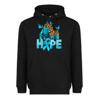 Black Hope teal ribbon Ovarian Cancer nails Heavyweight Hoodie - NancyCooperArtShop