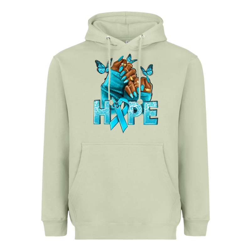 Hope Teal Ribbon Ovarian Cancer Nails Heavyweight Hoodie by NancyCooperArtShop | Teevron