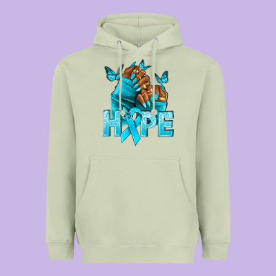 Hope Teal Ribbon Ovarian Cancer Nails Heavyweight Hoodie Designed By Nancycooperartshop