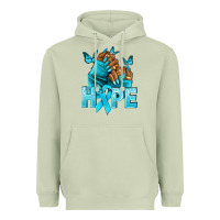 Matcha Hope teal ribbon Ovarian Cancer nails Heavyweight Hoodie - NancyCooperArtShop