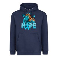 Navy Hope teal ribbon Ovarian Cancer nails Heavyweight Hoodie - NancyCooperArtShop