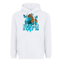 White Hope teal ribbon Ovarian Cancer nails Heavyweight Hoodie - NancyCooperArtShop