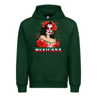 Forest Green Mexicana with Skull Girl Urban Hoodie - texasbilliewilder