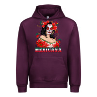 Mauve Wine Mexicana with Skull Girl Urban Hoodie - texasbilliewilder