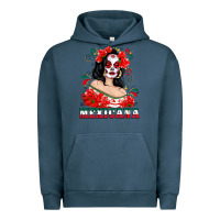 Pigment Midnight Navy Mexicana with Skull Girl Urban Hoodie - texasbilliewilder