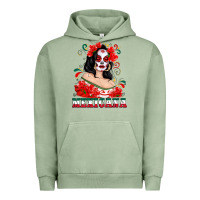 Pigment Oil Green Mexicana with Skull Girl Urban Hoodie - texasbilliewilder