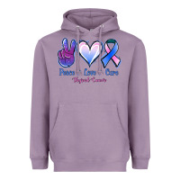 Lavender Peace love cure Thyroid Cancer Heavyweight Hoodie - NancyCooperArtShop