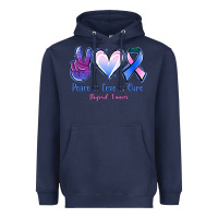 Navy Peace love cure Thyroid Cancer Heavyweight Hoodie - NancyCooperArtShop