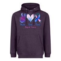 Plum Peace love cure Thyroid Cancer Heavyweight Hoodie - NancyCooperArtShop