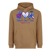Toasted Coconut Peace love cure Thyroid Cancer Heavyweight Hoodie - NancyCooperArtShop