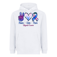 White Peace love cure Thyroid Cancer Heavyweight Hoodie - NancyCooperArtShop